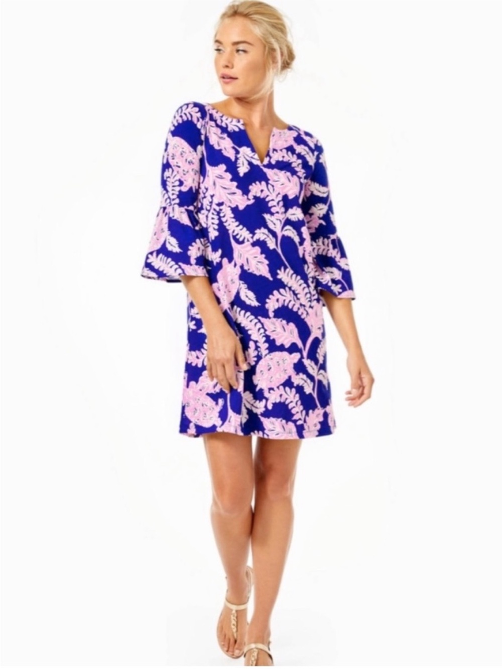 Lilly Pulitzer Women's M Tosha Cotton Jersey Bell Sleeve Shift Dress NEW